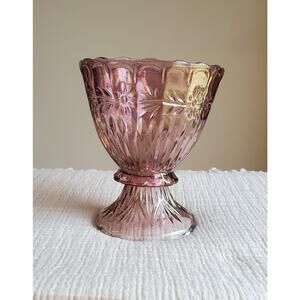 VTG Cranberry Luster Glass 2 PC. Candle Holder